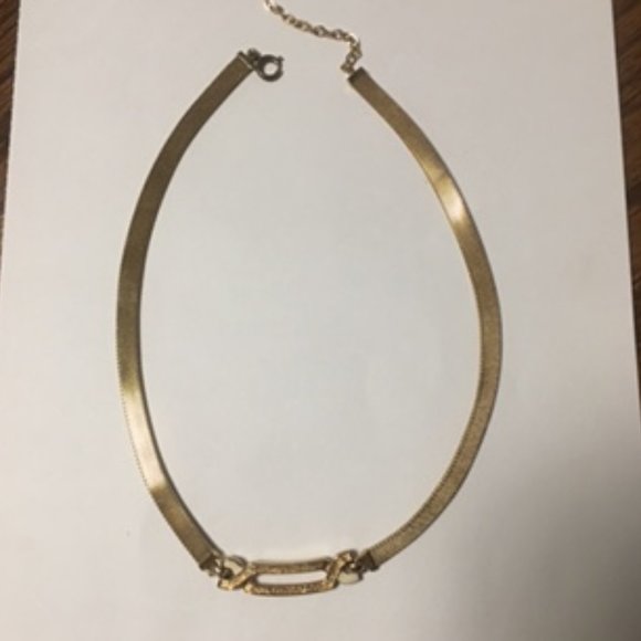 Vintage Christian Dior Germany Gold Tone Mesh Choker Necklace - Picture 8 of 11